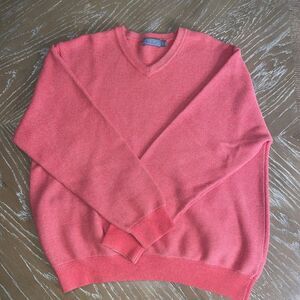 Talbots Sweater Mens XL V-Neck 100% Cotton Pullover Long Sleeve ~ Muted Red VGUC